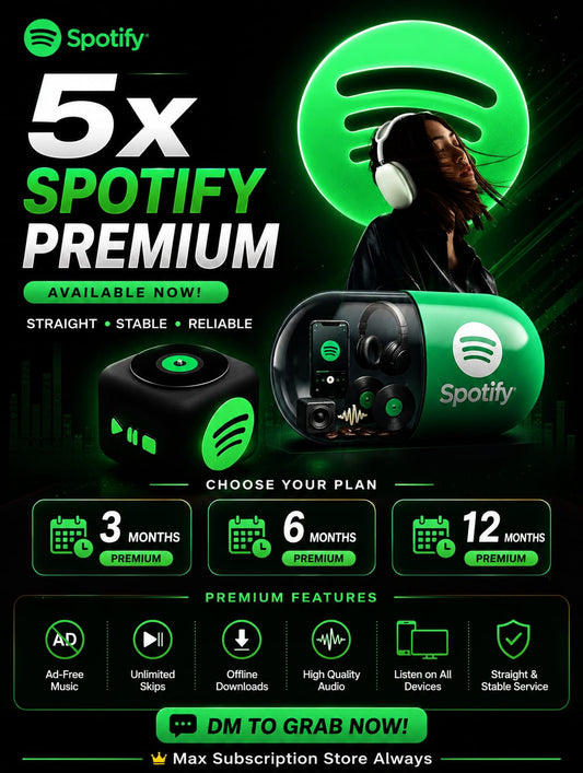 Spotify Premium High Quality 3/6/12 Private Account